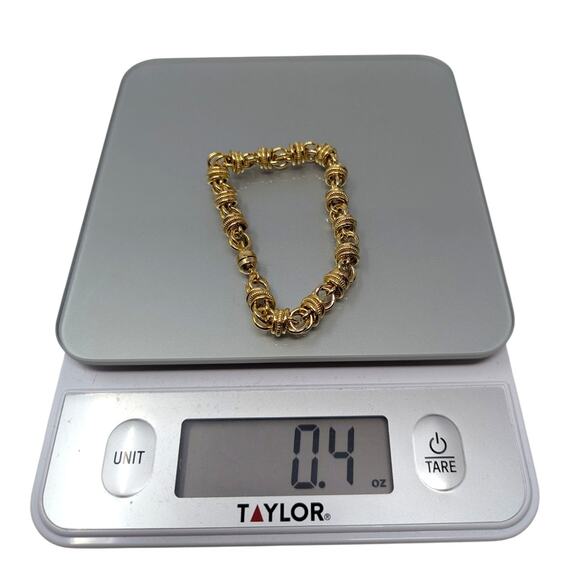 Fancy Link 14K Gold Knot Bracelet 0.4oz Solid Yellow Gold Textured Rope Design - Picture 3 of 5